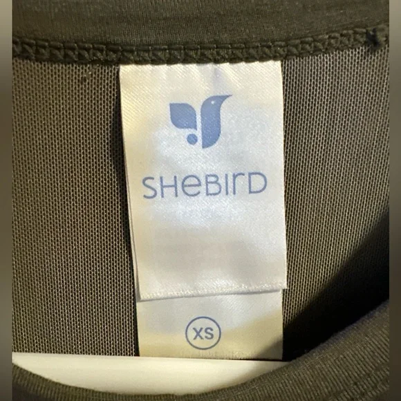 Shebird Built in Bra Dress in Olive Green XS pockets - Picture 2 of 5